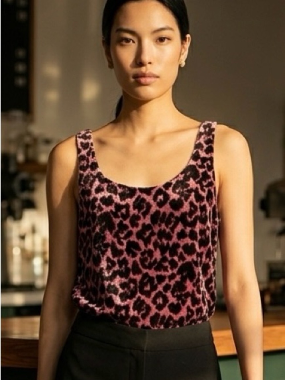 J.Crew always Sz 00 Sleeveless Pink Leopard Print Velvet Tank Top